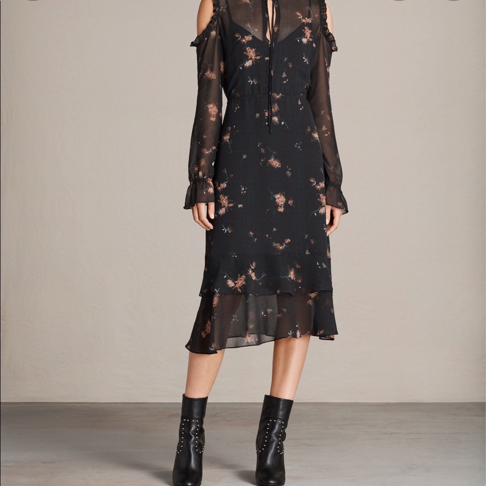 AllSaints chiffon floral dress